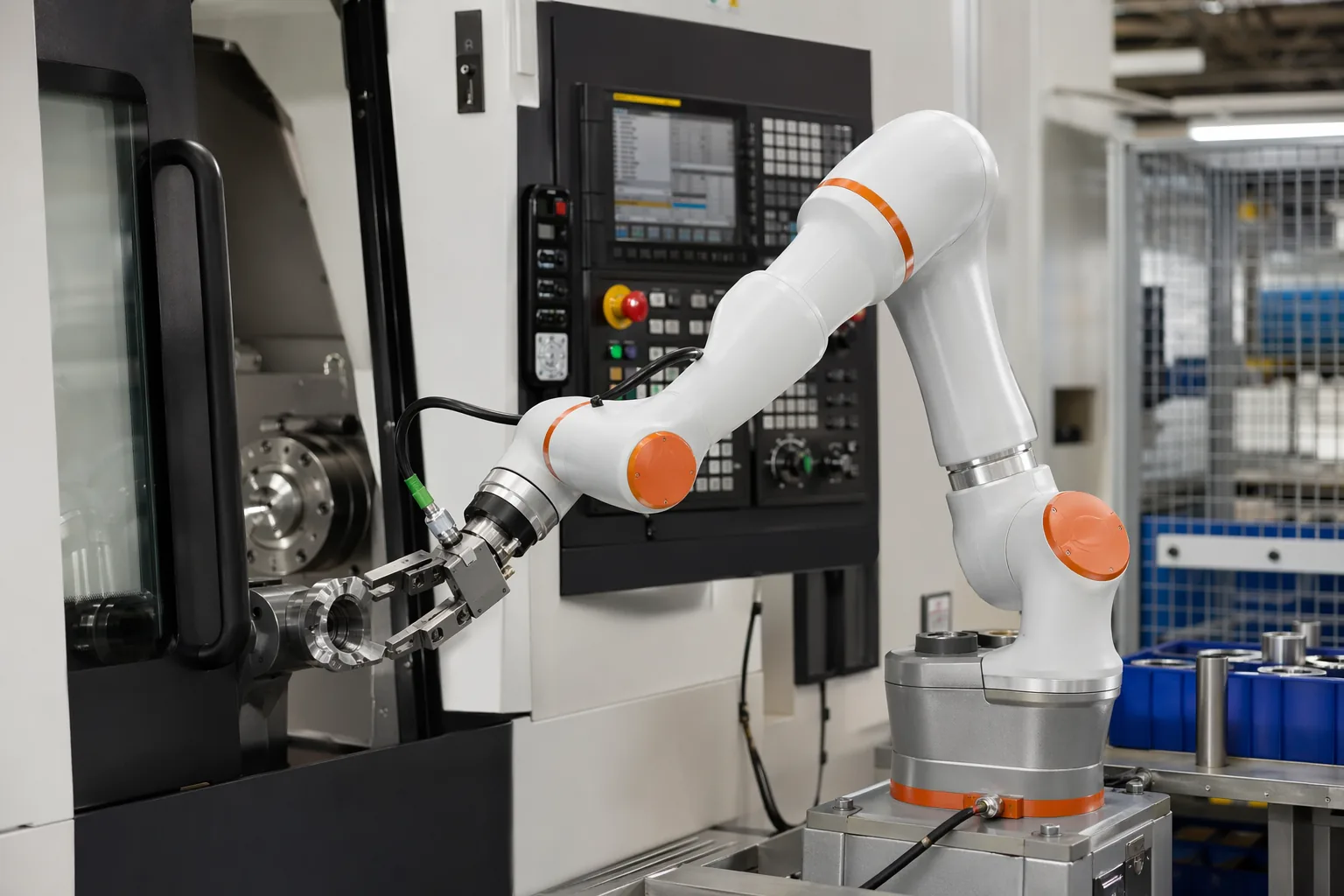 Obsługa CNC przez cobota