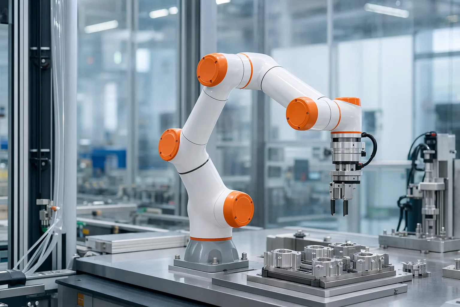 Cobot Manu na stanowisku produkcyjnym